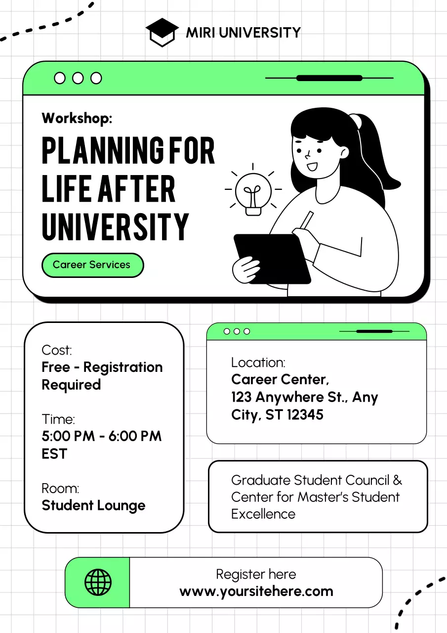 Green Minimal Career Workshop Announcement Poster