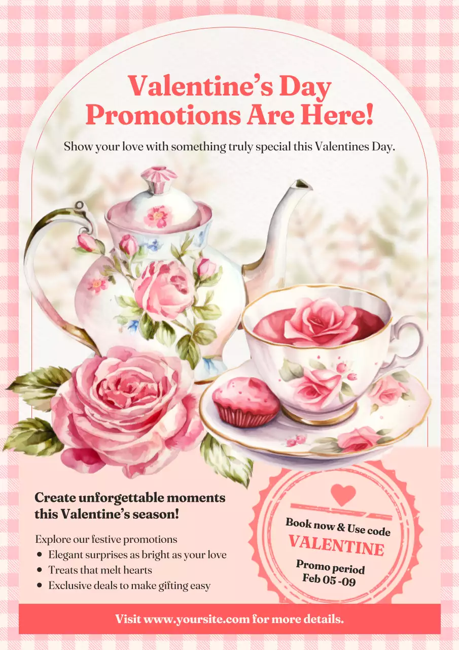 Pink Vintage Valentines Promotion Poster