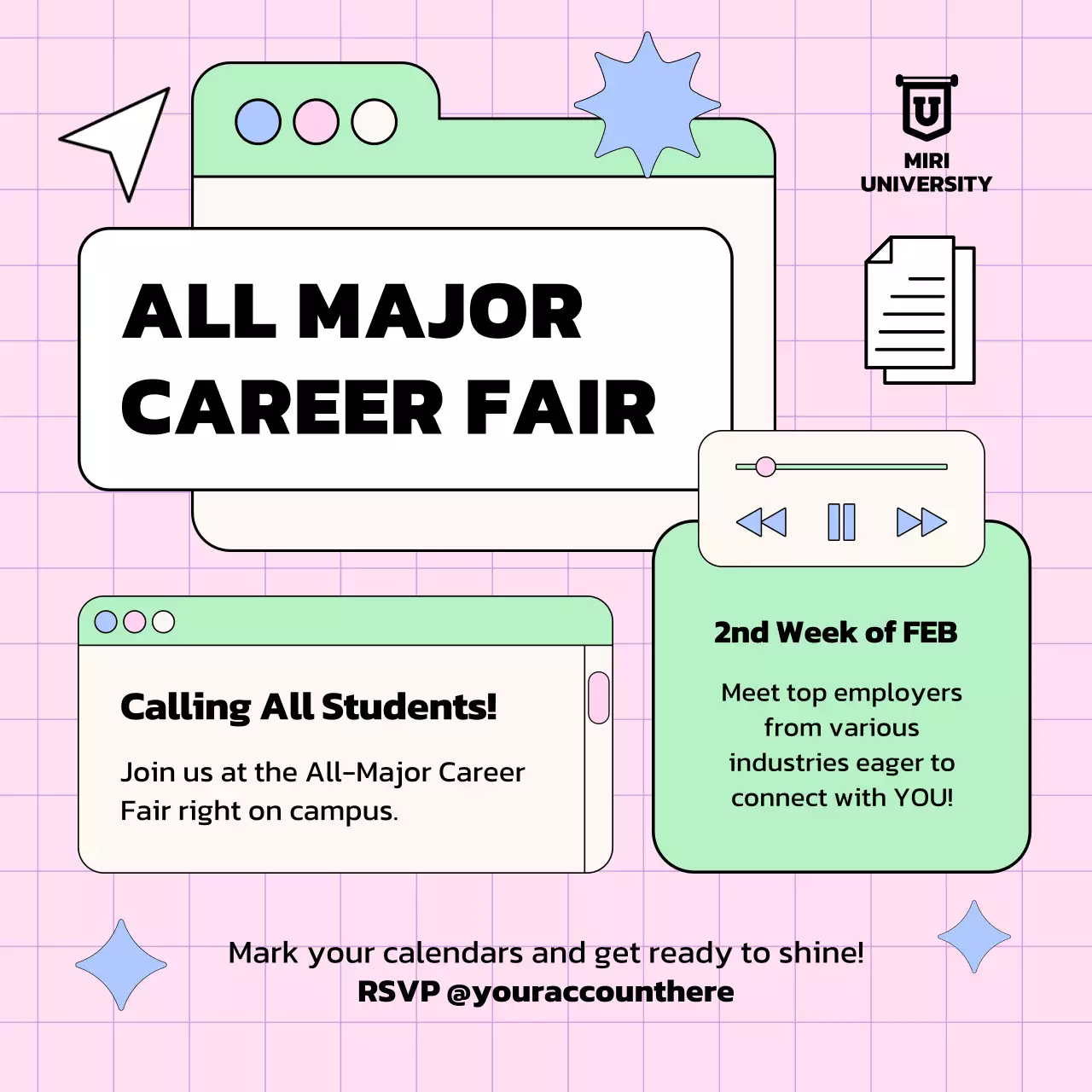 Pink Trendy Career Fair Advertisement Social Media Post
