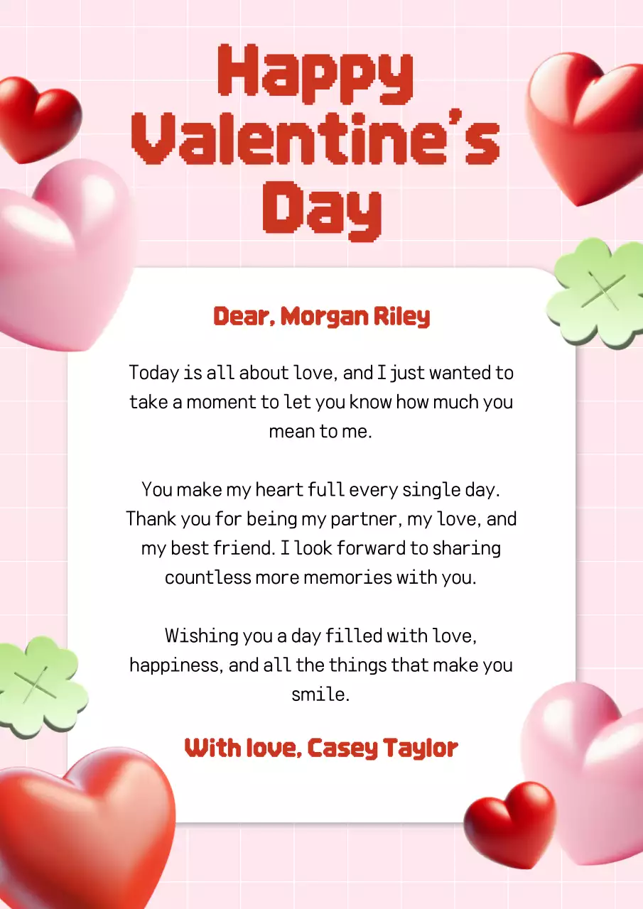 Red Retro Valentines Love Letter Poster