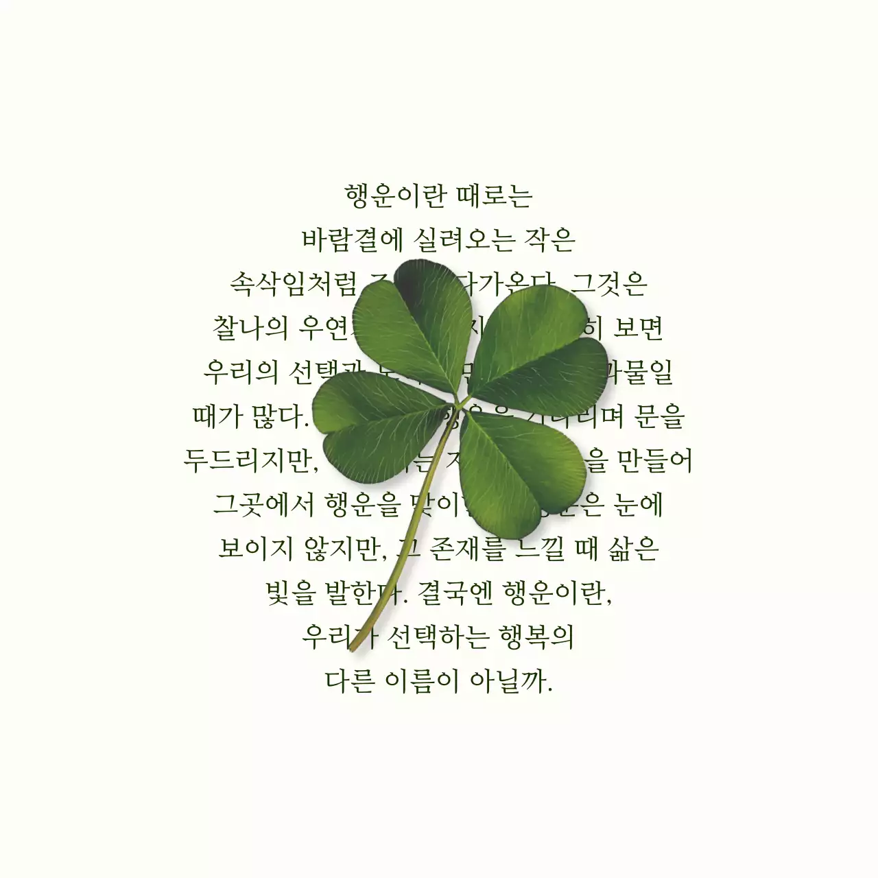 아이보리 심플 행복 글귀