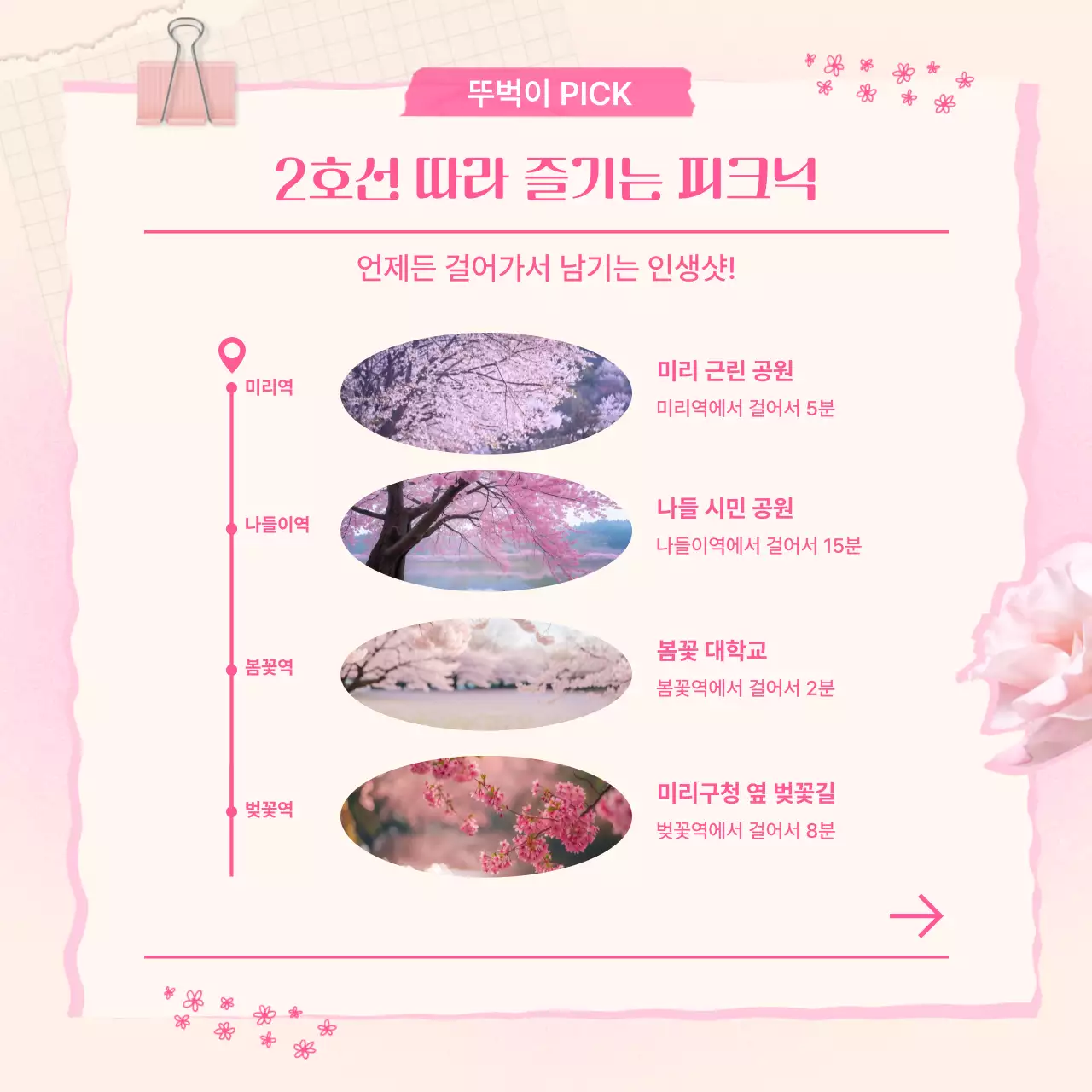 핑크 아기자기한 봄나들이 안내