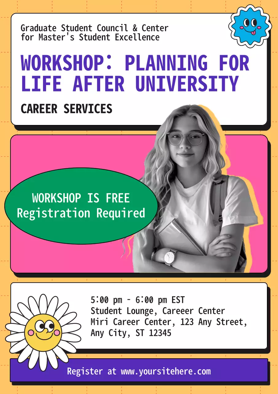Yellow Modern Career Workshop Invitation Poster