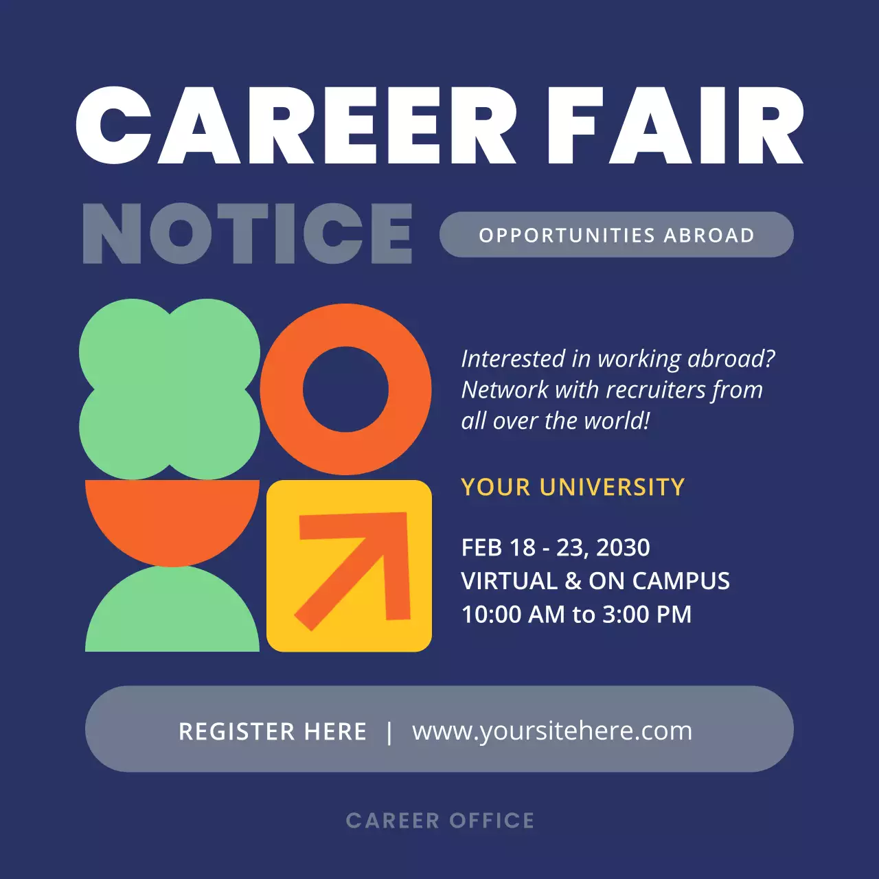 Navy Modern Career Fair Social Media Post