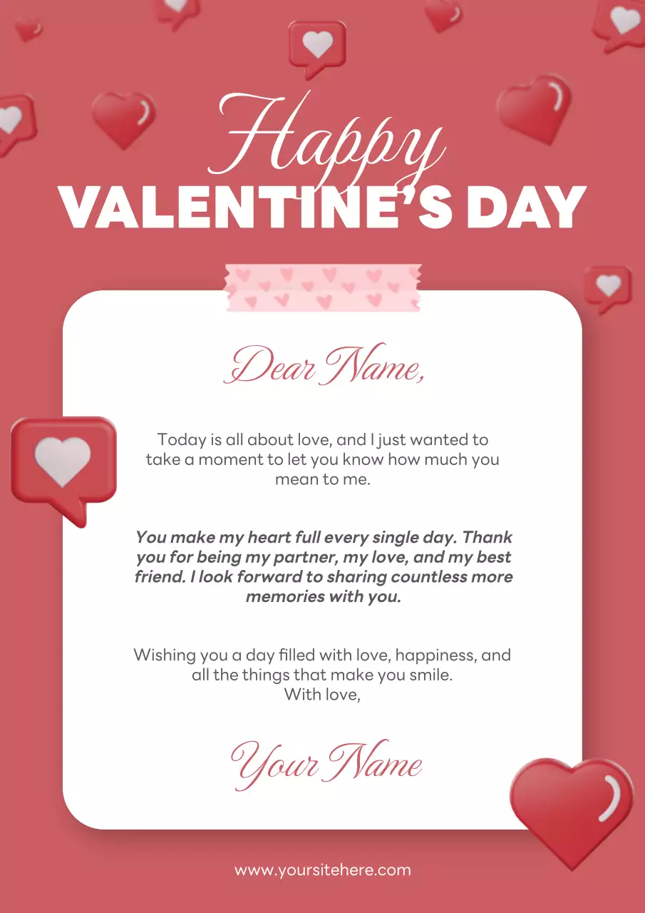Red Elegant Valentines Love Letter Poster