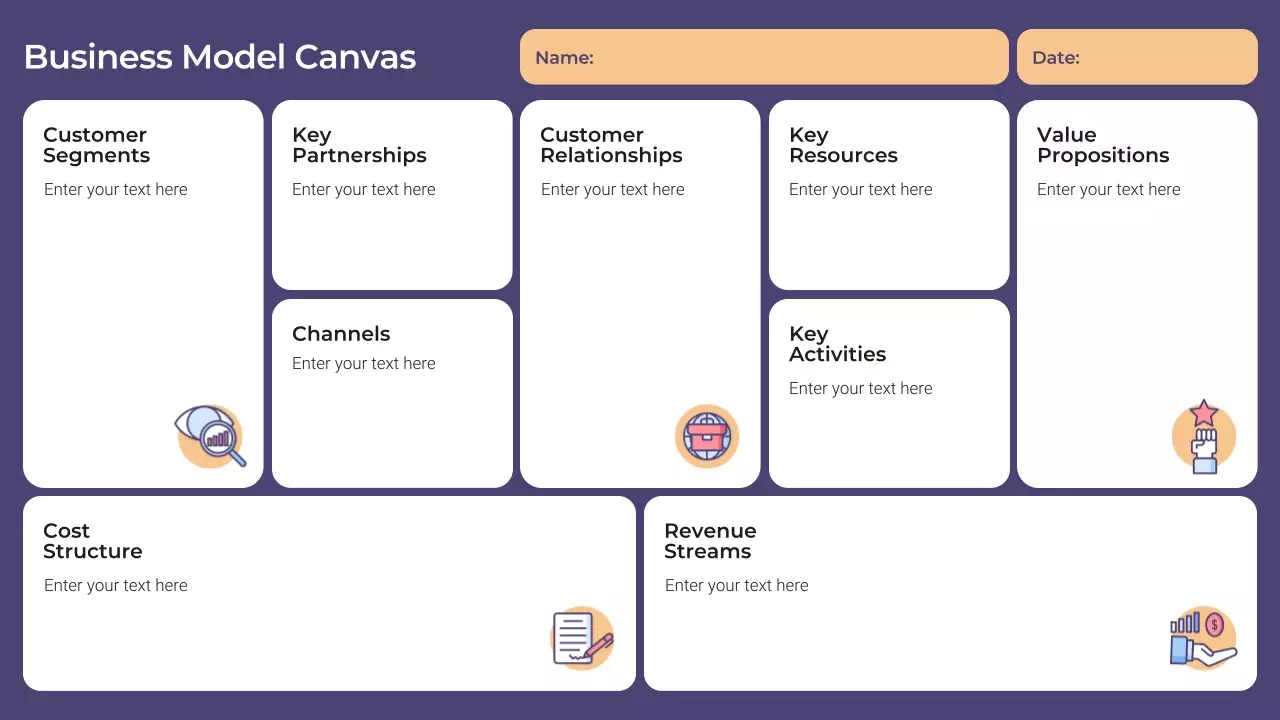 Purple Minimal Business Model Infographic