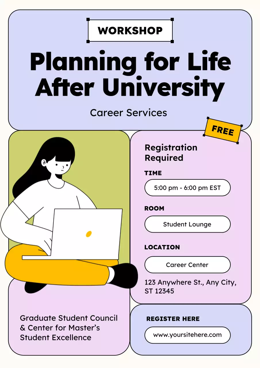 Yellow Modern Career Workshop Poster