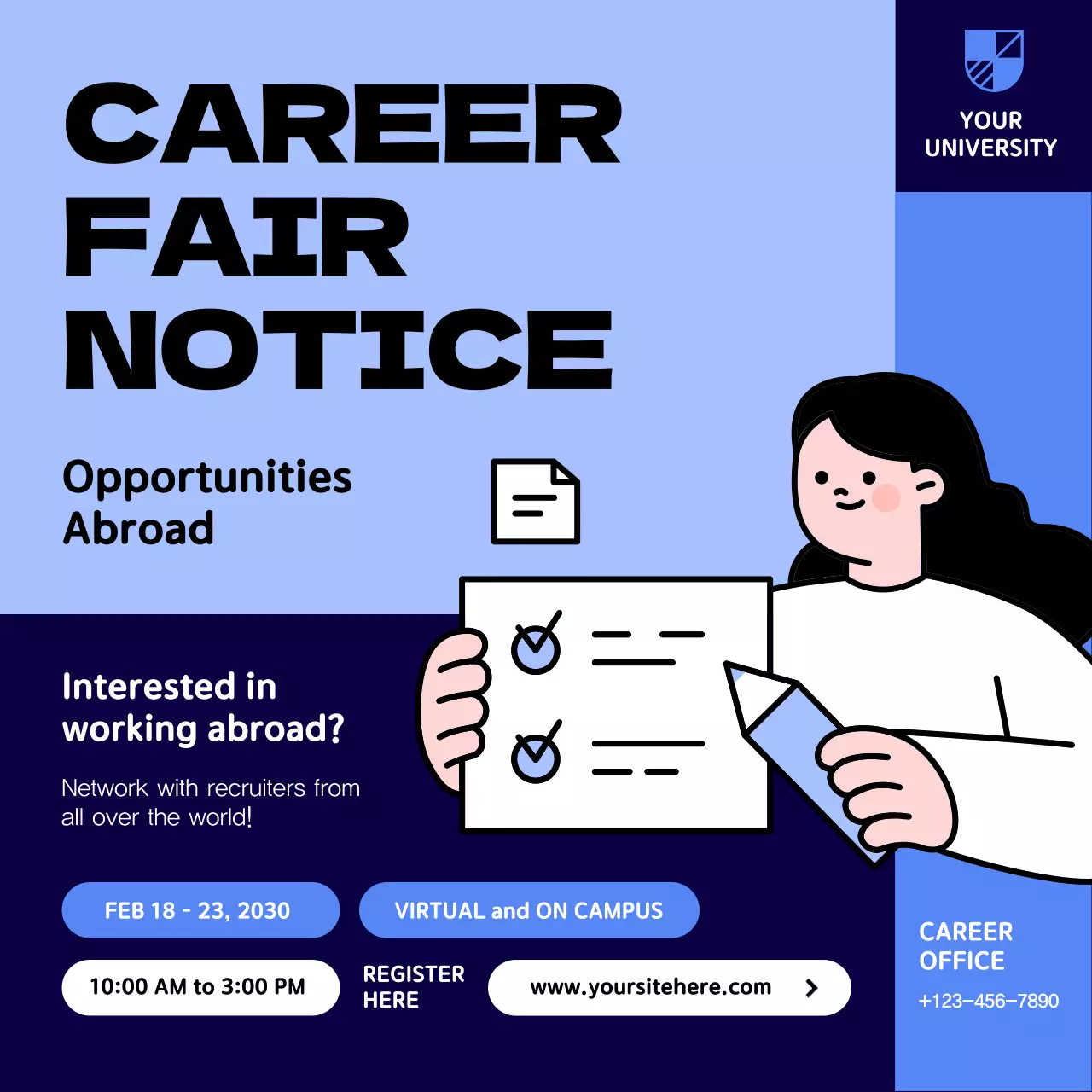 Blue Modern Career Fair Social Media Post