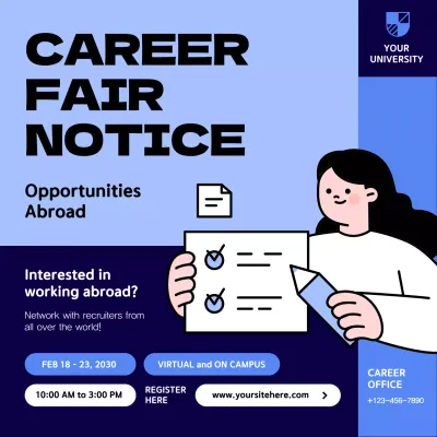 Blue Modern Career Fair Social Media Post