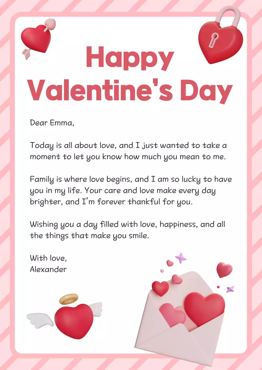 Pink Traditional Valentine's Love Letter Poster