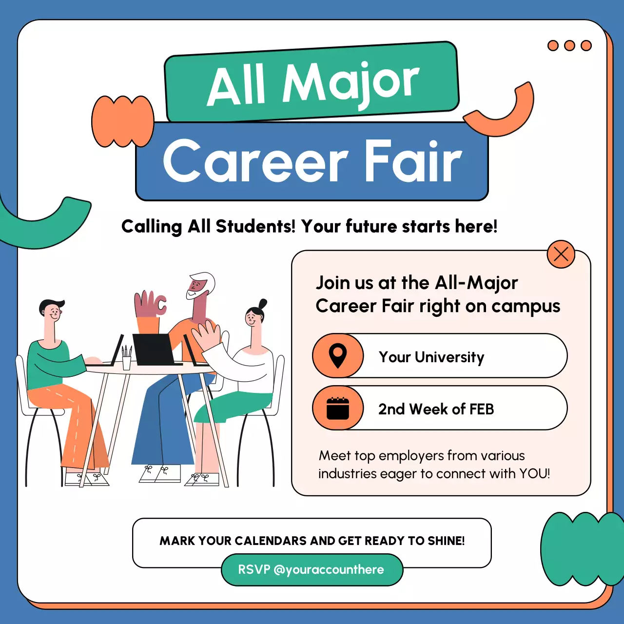 Blue Modern Career Fair Social Media Post