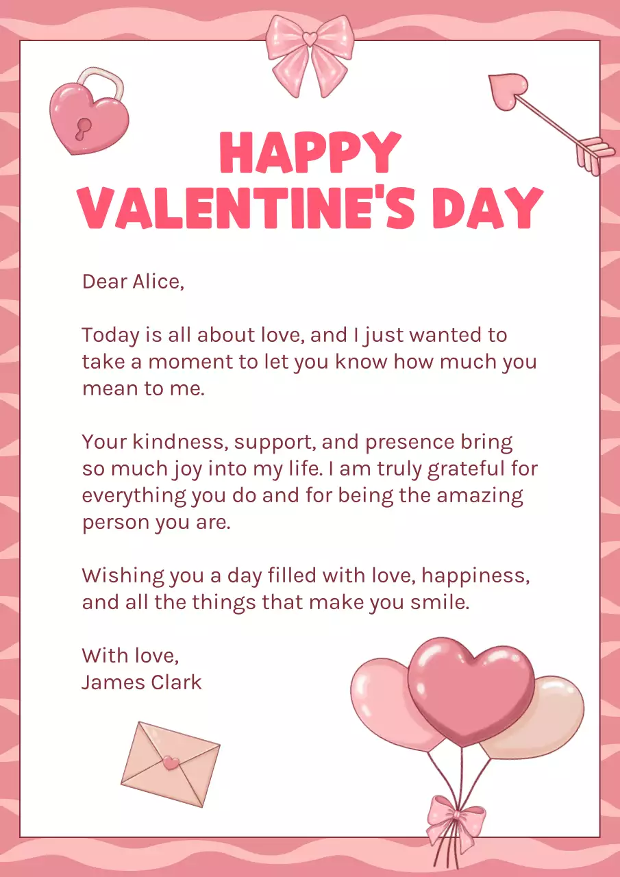 Pink Simple Valentines Love Letter Poster