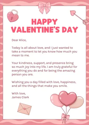 Pink Simple Valentines Love Letter Poster