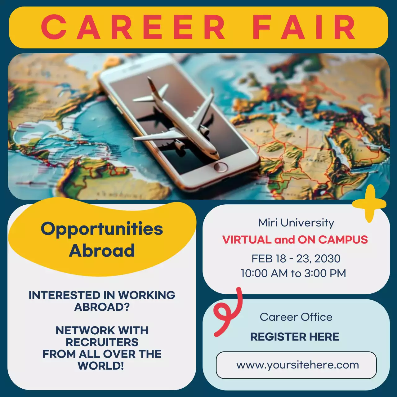 Yellow Modern Career Fair Social Media Post