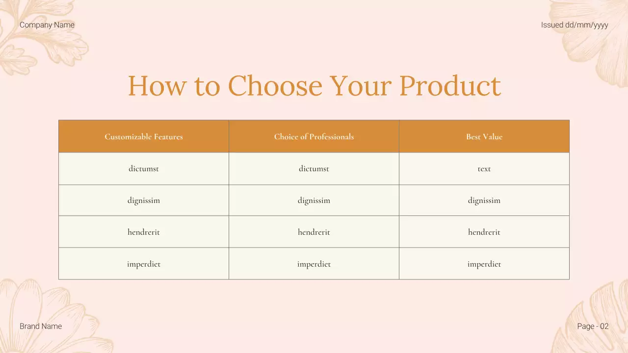 Beige Floral Product Catalogue Document Presentation