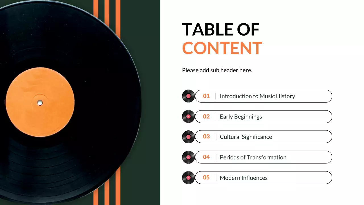 오렌지 빈티지 음악 역사 프레젠테이션