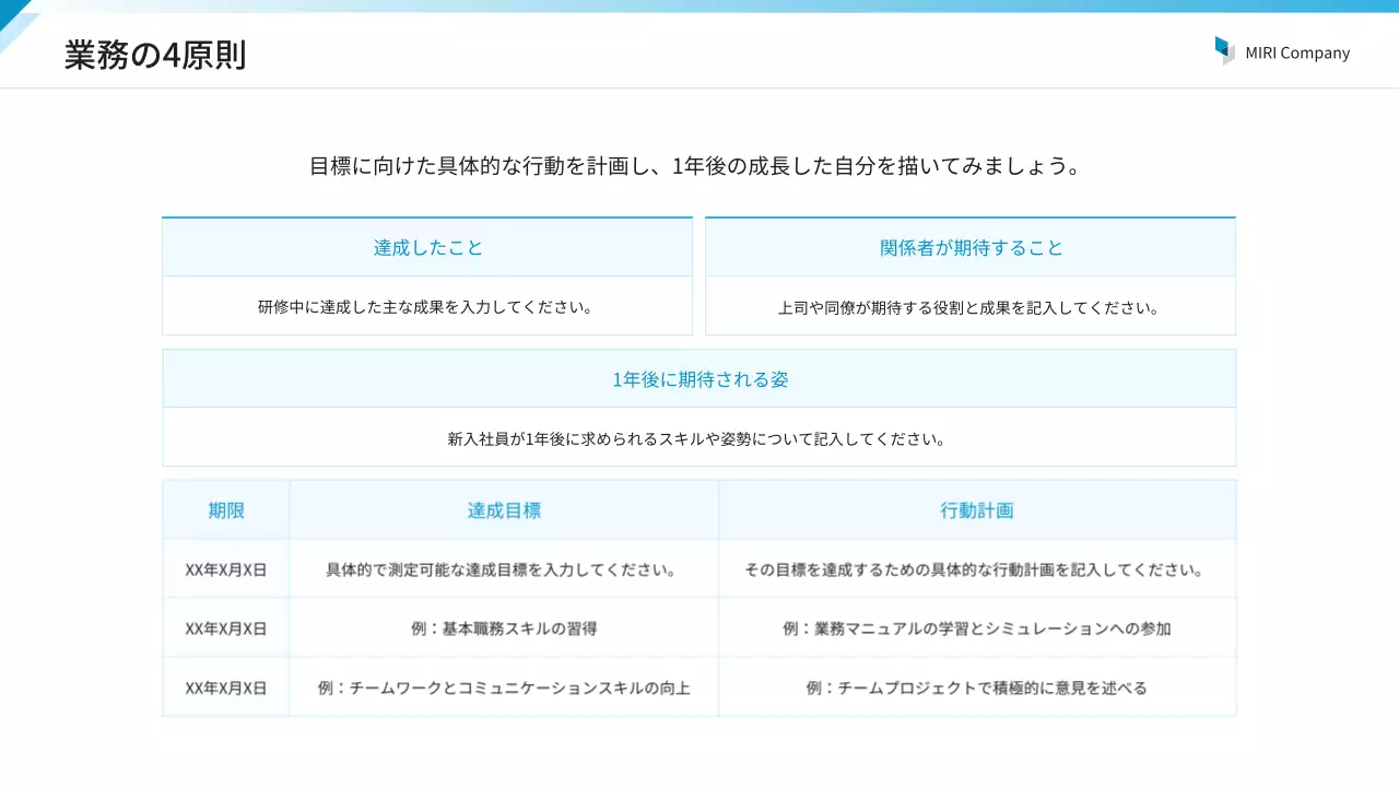 青 シンプル オリエンテーション 資料 プレゼンテーション