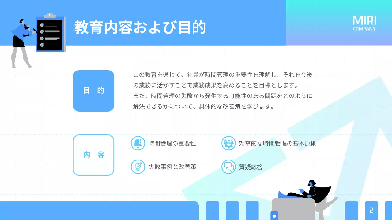 青 シンプル 研修 資料 プレゼンテーション