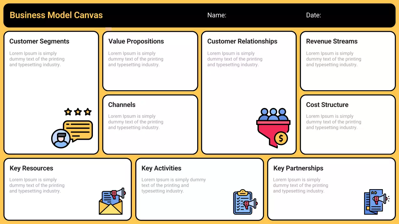 Yellow Modern Business Model Template Infographic