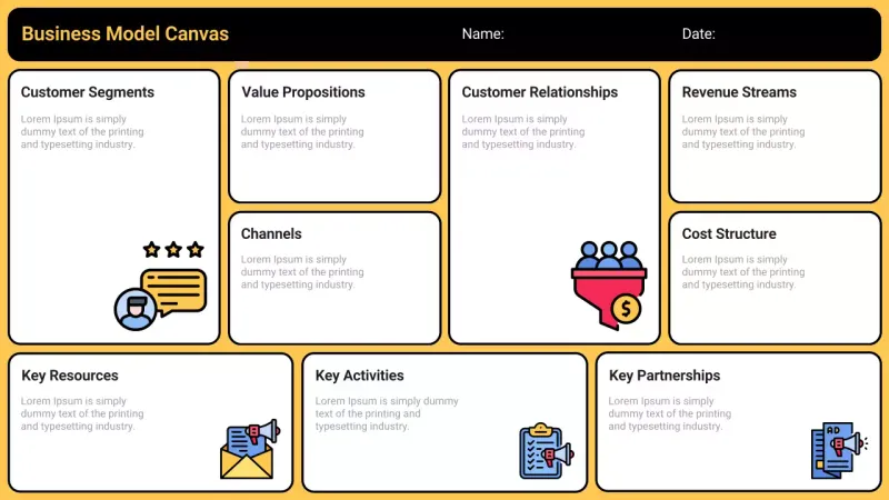 Yellow Modern Business Model Template Infographic