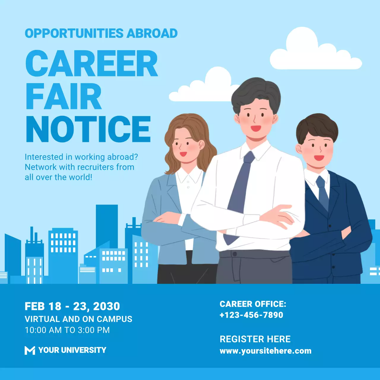 Blue Modern Career Fair Social Media Post