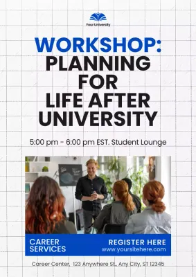 Blue Modern Career Workshop Announcement Poster