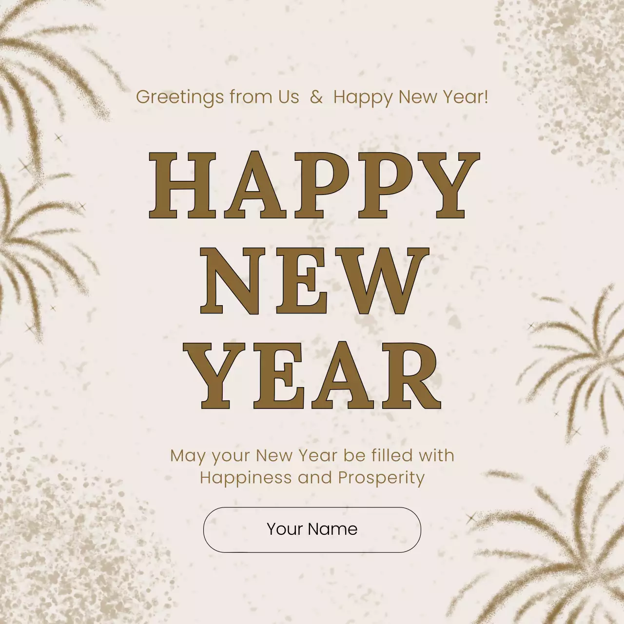 Gold Elegant New Year's Card Invitation Social Media Post