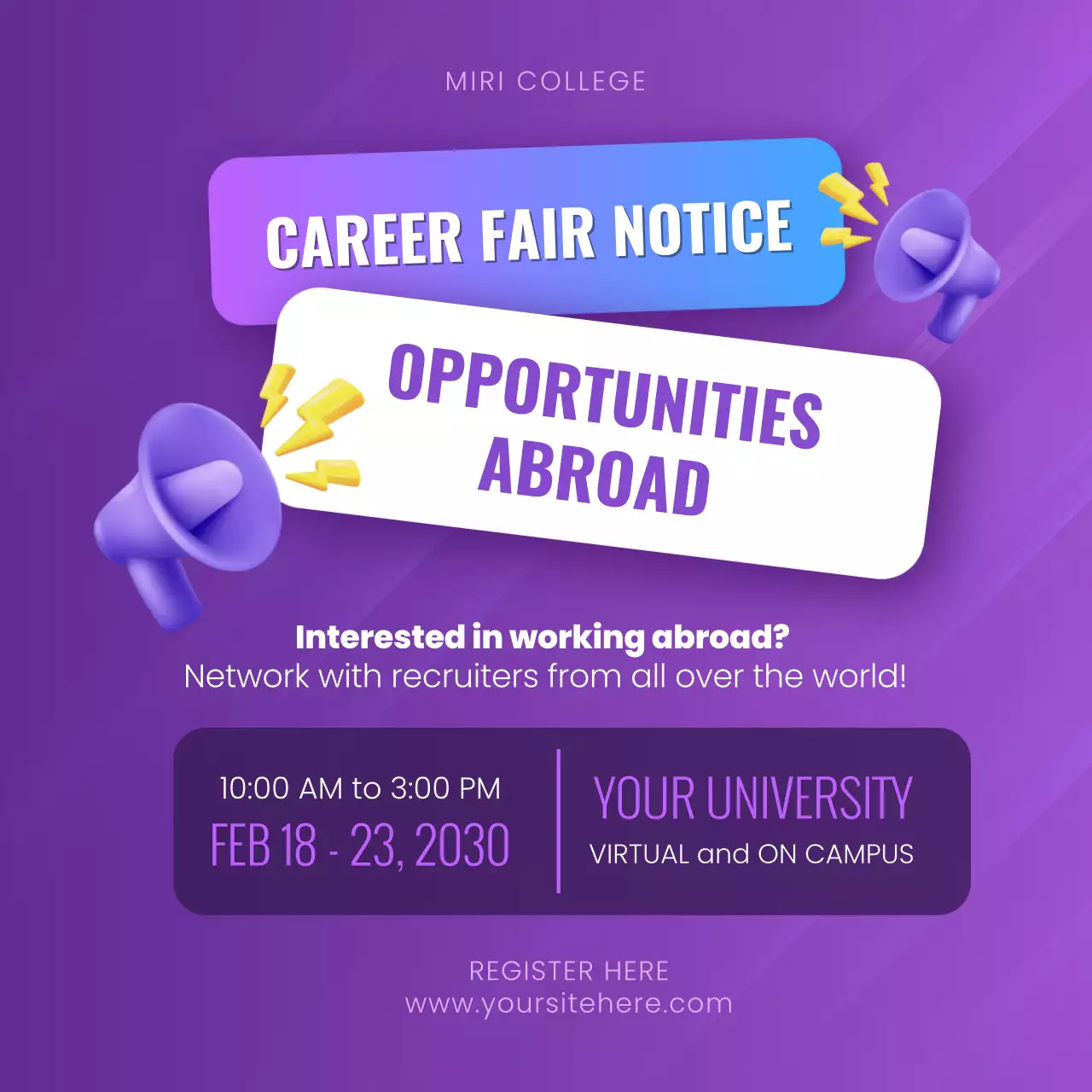 Purple Modern Career Fair Social Media Post