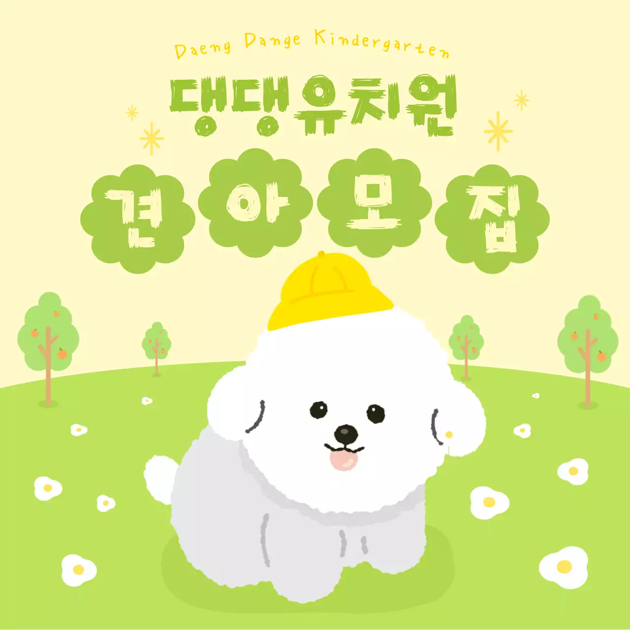 노랑 아기자기한 강아지 유치원 견아모집