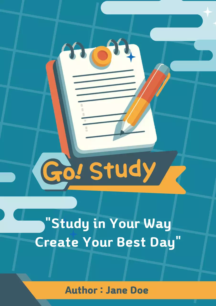 파란색과 주황색의 기하학적인 학습 동기 부여 책 표지