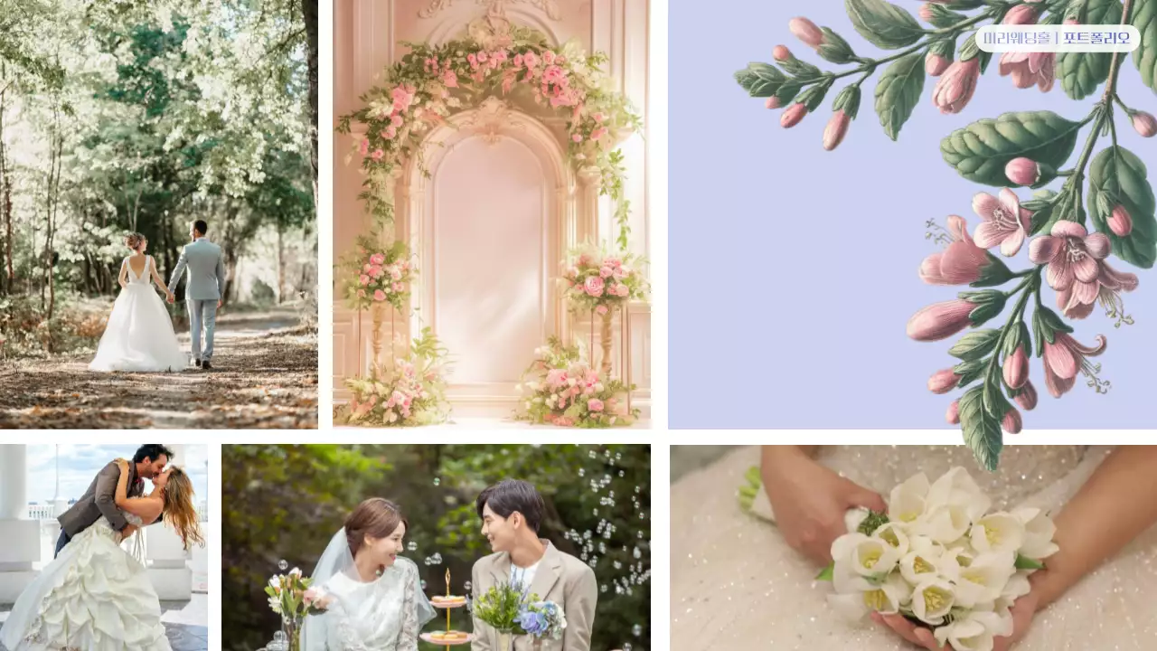 연보라 우아한 결혼 초대장