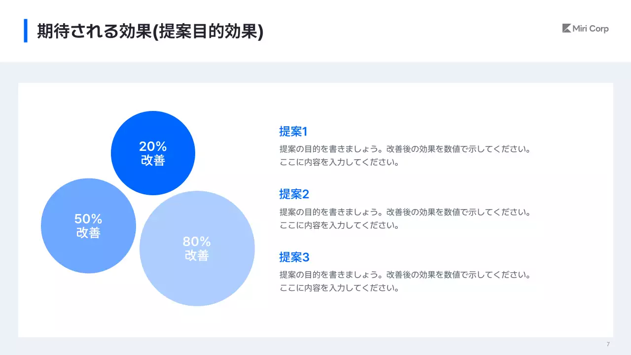 青 シンプル 業務改善 提案書 プレゼンテーション