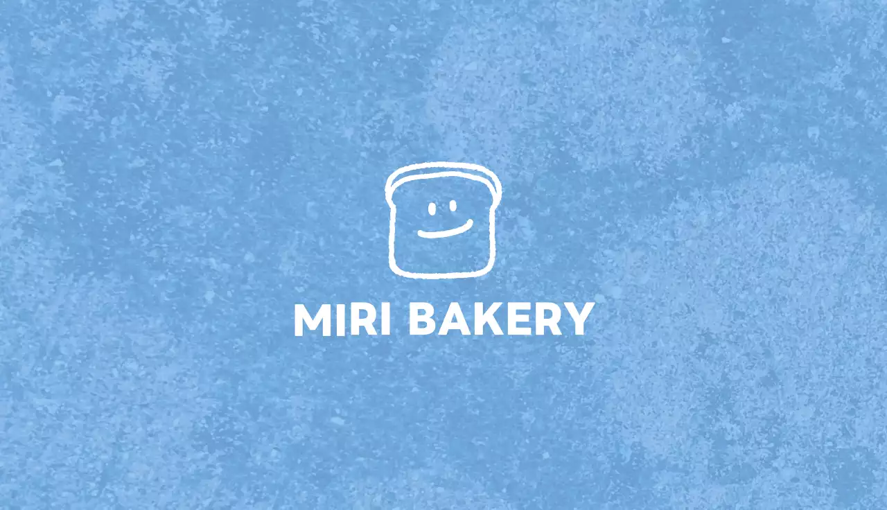 青色のシンプルなベーカリーのショップカード