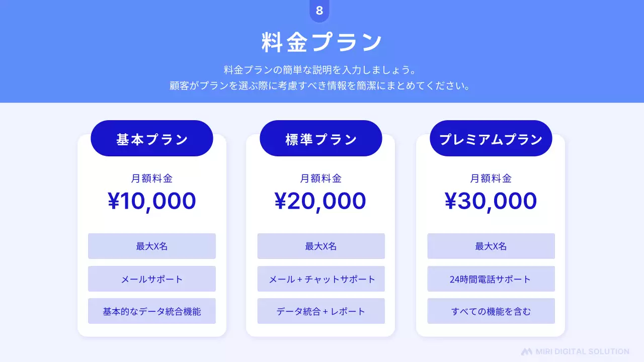 青 モダン ビジネス 資料 プレゼンテーション