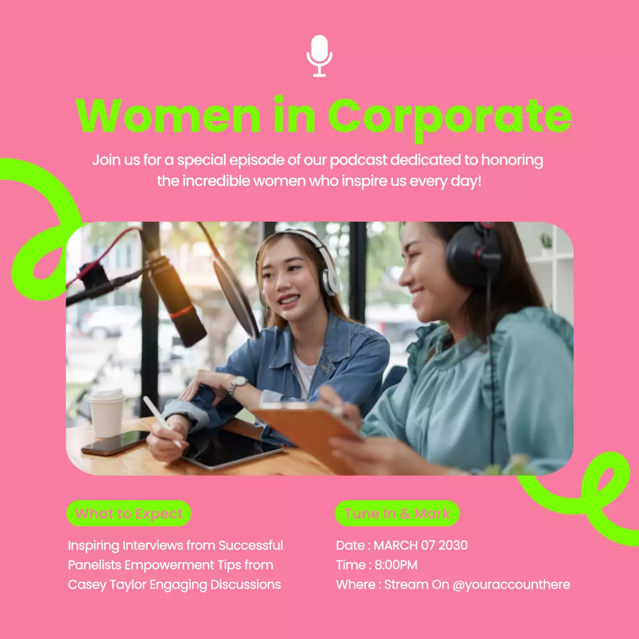 Pink Modern Podcast Promotion Social Media Post