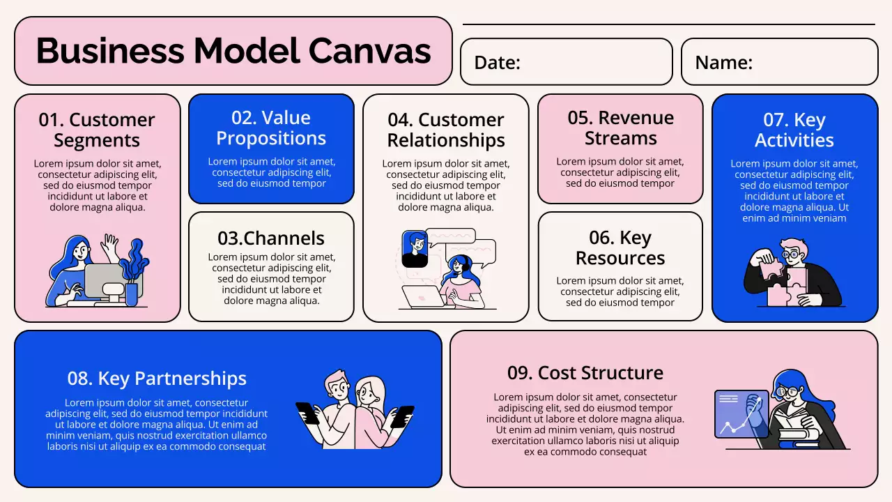 Pink Modern Business Model Infographic