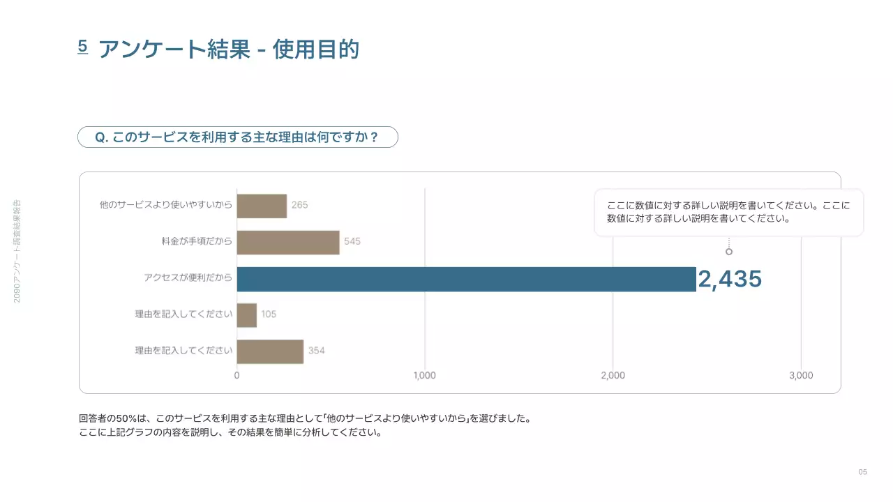 青 シンプル アンケート 資料 プレゼンテーション
