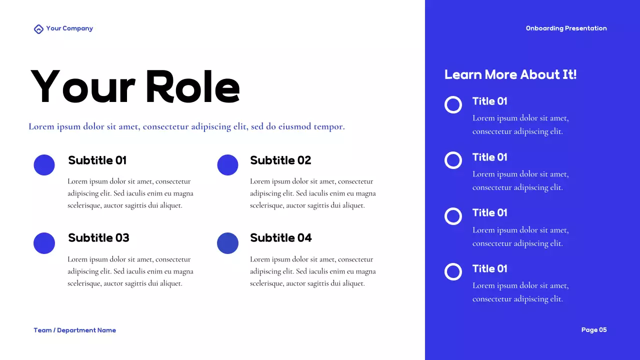 Bài thuyết trình hướng dẫn Onboarding hiện đại màu xanh