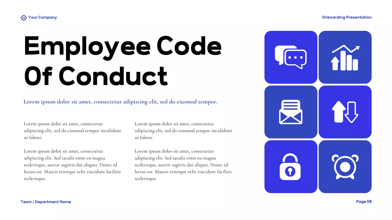 Bài thuyết trình hướng dẫn Onboarding hiện đại màu xanh