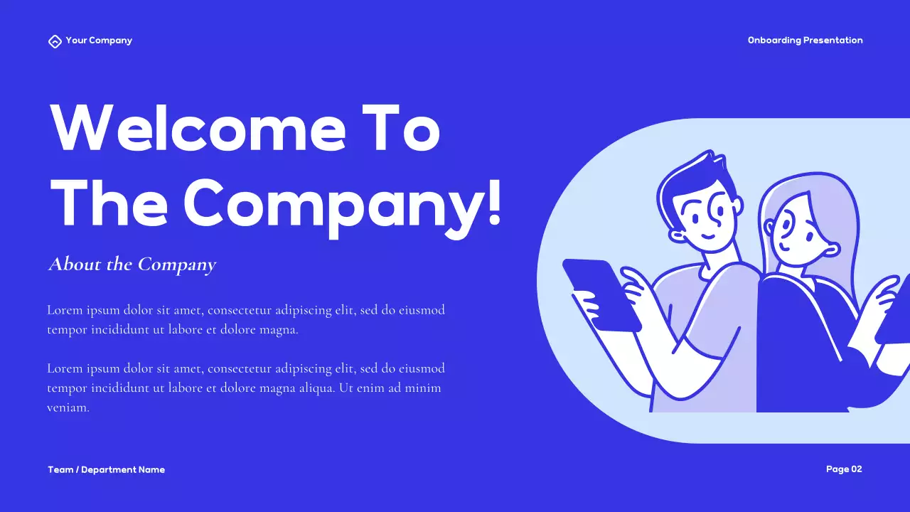 Bài thuyết trình hướng dẫn Onboarding hiện đại màu xanh