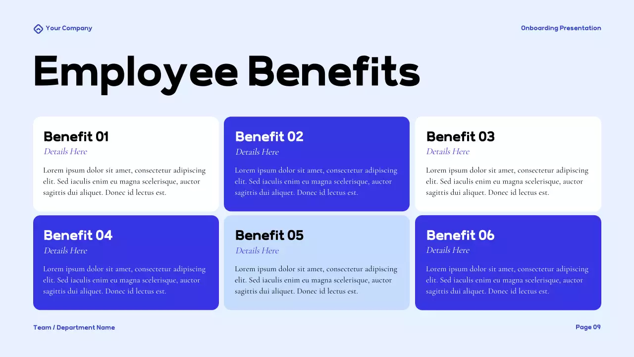 Bài thuyết trình hướng dẫn Onboarding hiện đại màu xanh