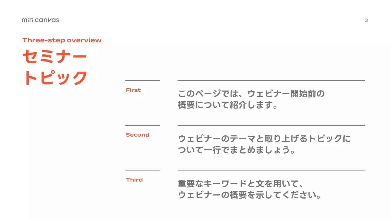 オレンジ シンプル ウェビナー プレゼンテーション