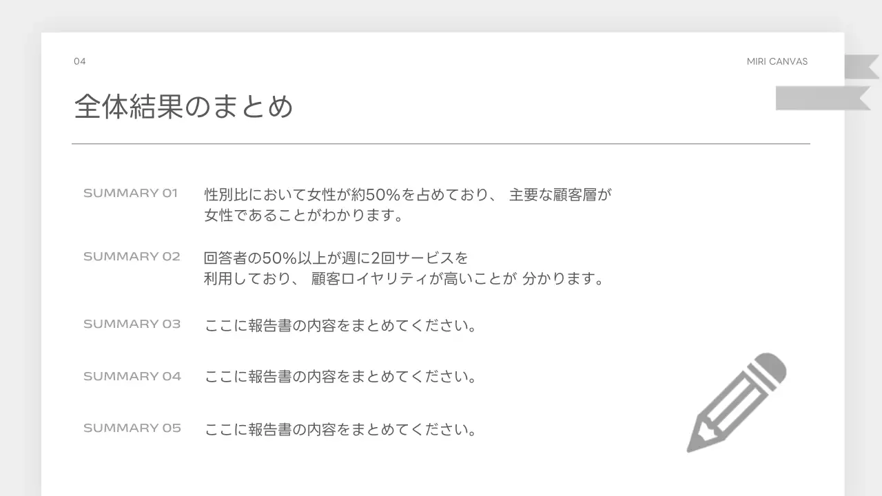 白 シンプル アンケート 報告書 プレゼンテーション