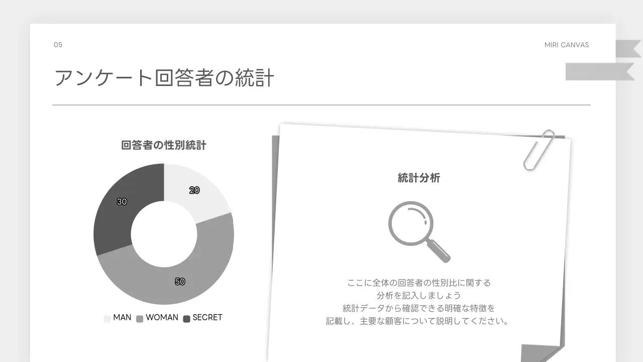 白 シンプル アンケート 報告書 プレゼンテーション