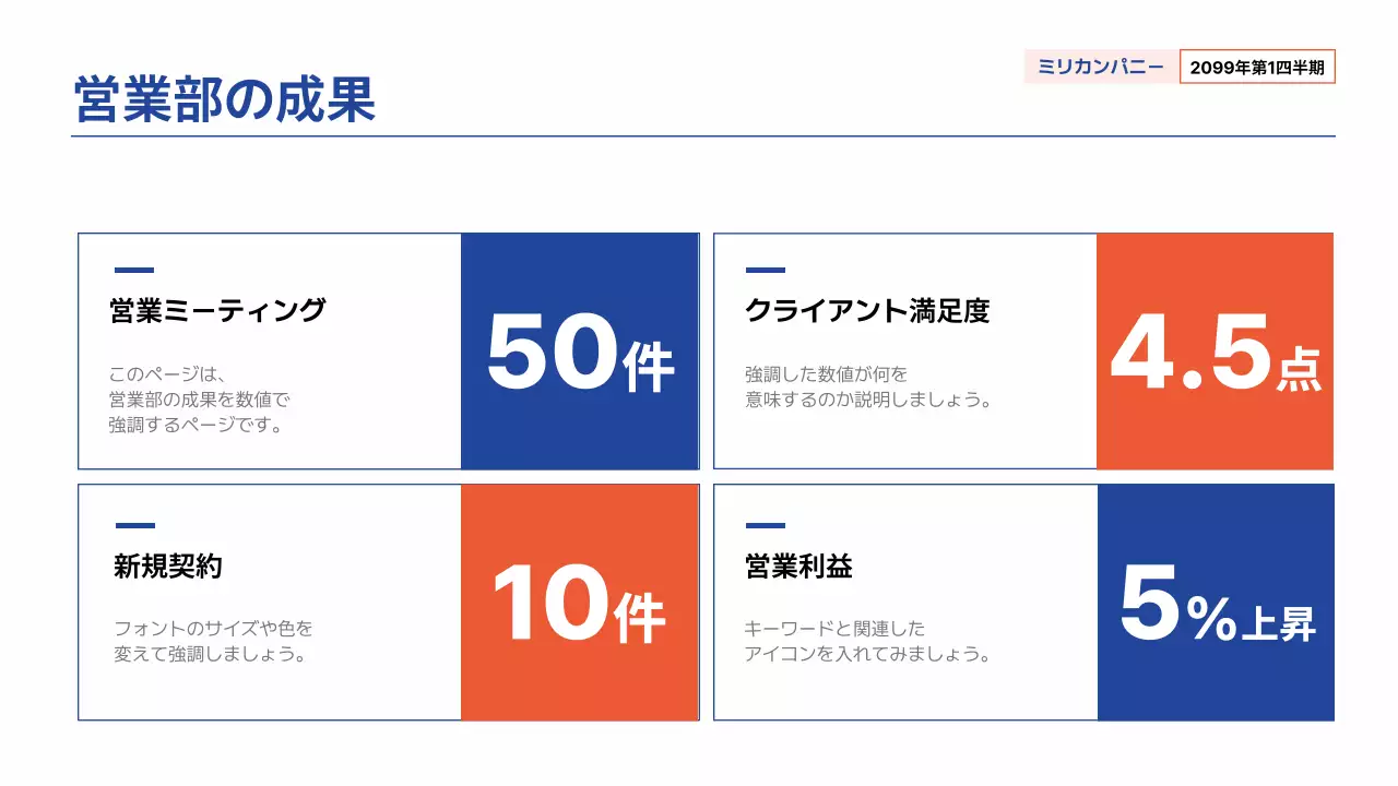 青 モダン 営業報告書 報告書 プレゼンテーション