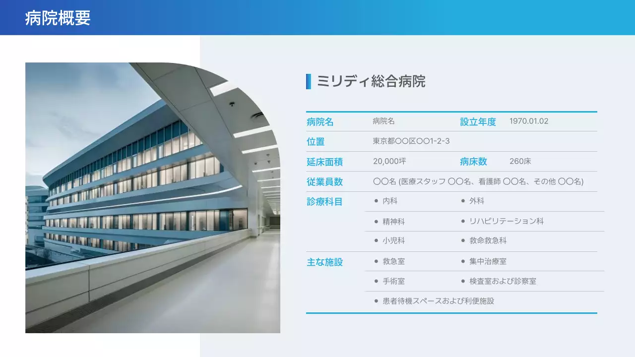 青 シンプル 医療 資料 プレゼンテーション