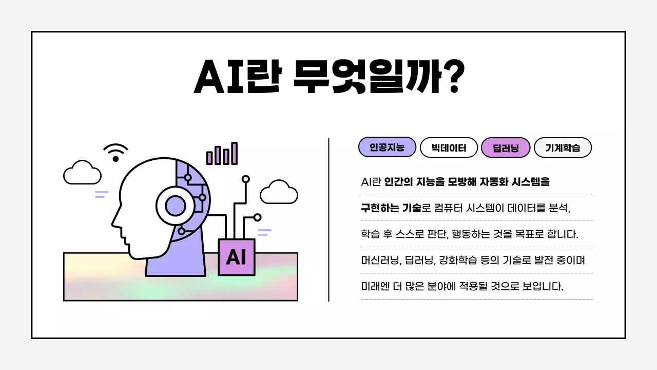 연보라색의 사이버 인공지능 AI 교육자료