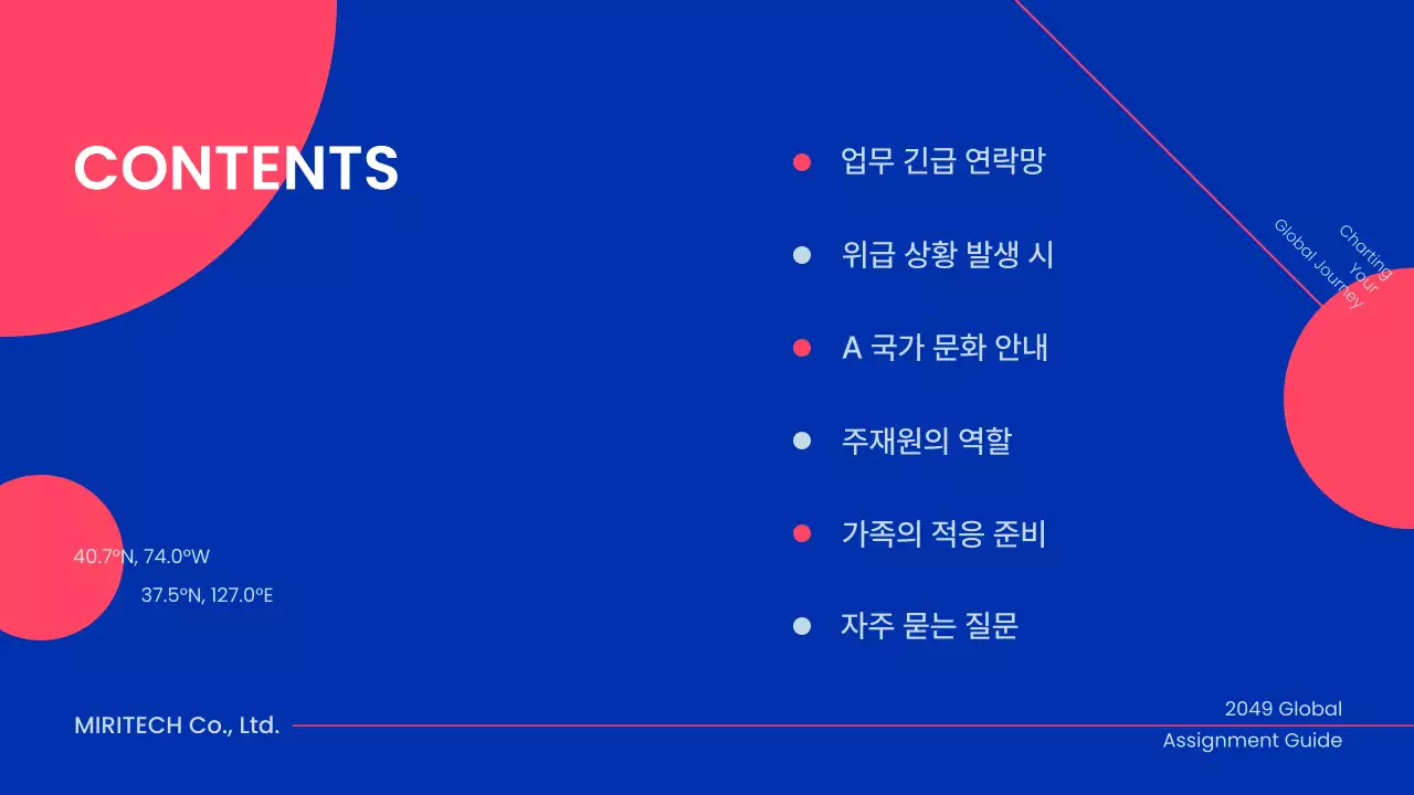 파랑 세련된 해외 주재원 파견 가이드북 설명