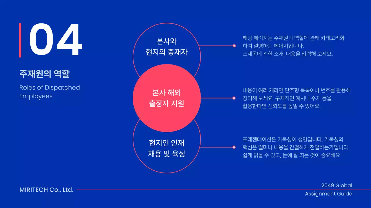 파랑 세련된 해외 주재원 파견 가이드북 설명