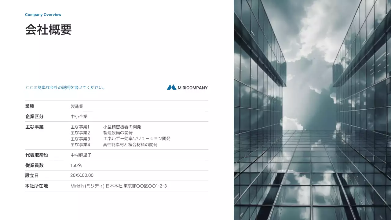 青 シンプル ビジネス プレゼンテーション